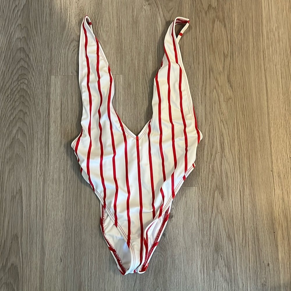 Dippin' Daisy's Red and White Striped One Piece Swimsuit